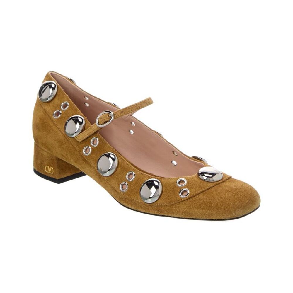 Valentino Vlogo 30 Mary Jane Suede Pump, Brown